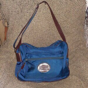 Vintage YVES SAINT LAURENT Travel Bag/Organizer-Men-Blue/Brown-Excellent
